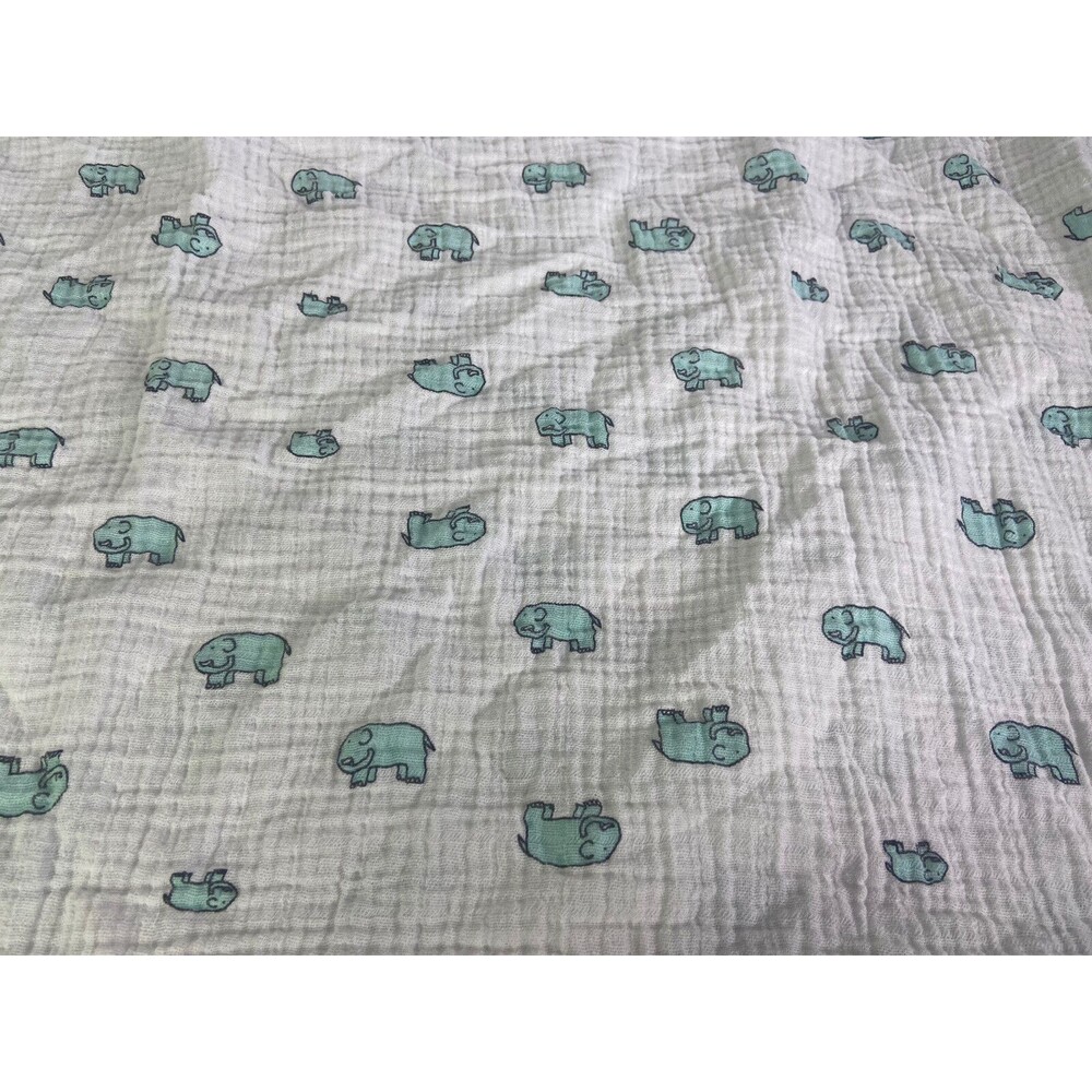 Aden Anais Blue Elephants Baby Swaddle Blanket Lovey White Muslin Cotton